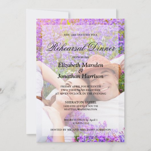 Eenvoudig Elegant Photo Minimalist Rehearings Dinn Kaart (Voorkant)