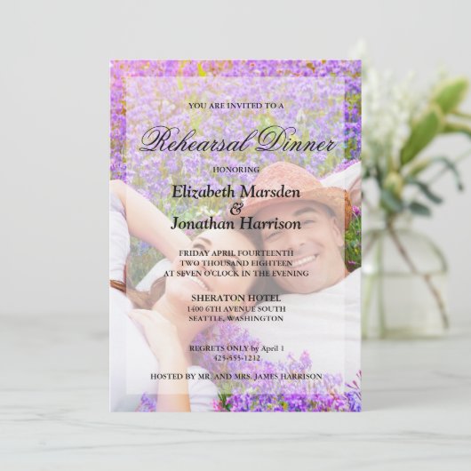 Eenvoudig Elegant Photo Minimalist Rehearings Dinn Kaart (Staand voorkant)