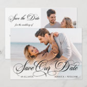 Eenvoudig Elegant Photo Wedding 2 Save The Date (Voorkant / Achterkant)