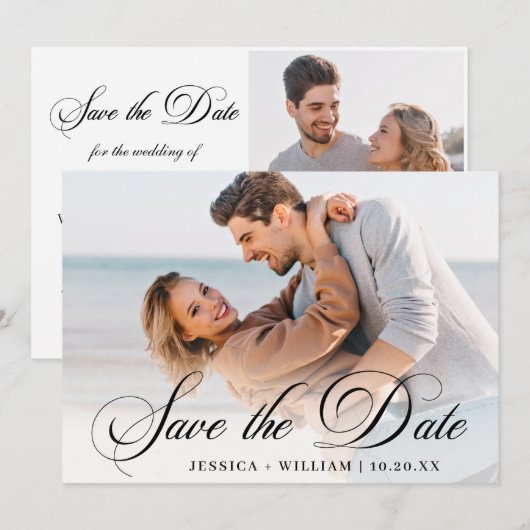 Eenvoudig Elegant Photo Wedding 2 Save The Date (Voorkant / Achterkant)