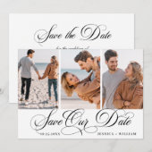Eenvoudig Elegant Photo Wedding 3 PHOTO Save The Date (Voorkant / Achterkant)