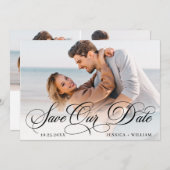 Eenvoudig Elegant Photo Wedding 3 PHOTO Save The Date (Voorkant / Achterkant)