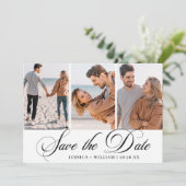 Eenvoudig Elegant Photo Wedding 3 PHOTO Save The Date (Staand voorkant)