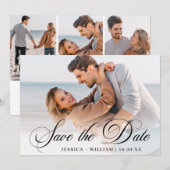 Eenvoudig Elegant Photo Wedding 4 PHOTO Save The Date (Voorkant / Achterkant)