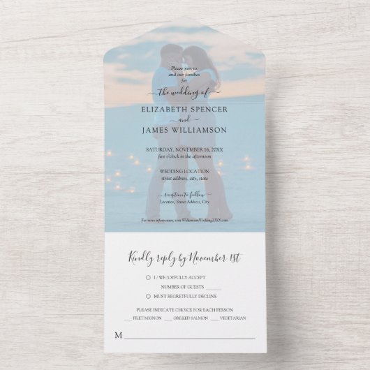 Eenvoudig Elegant Photo Wedding All In One Uitnodiging (Binnen)