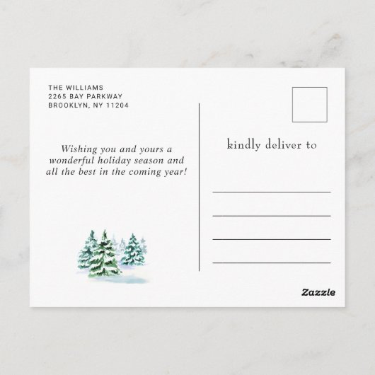 Eenvoudig Elegant Pine Tree-kerstgroet Briefkaart (Achterkant)