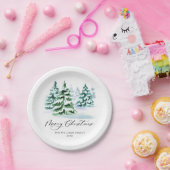 Eenvoudig Elegant Pine Tree-kerstgroet Papieren Bordje (Feest)