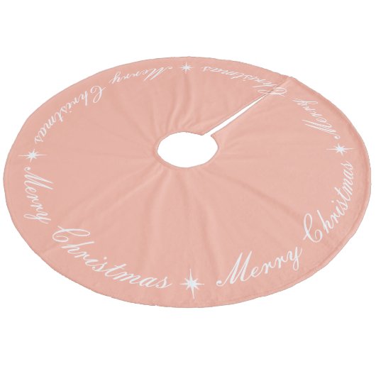 Eenvoudig Elegant Prettig Kerstscript Blush Roze Fleece Kerstboom Rok (Gekanteld)