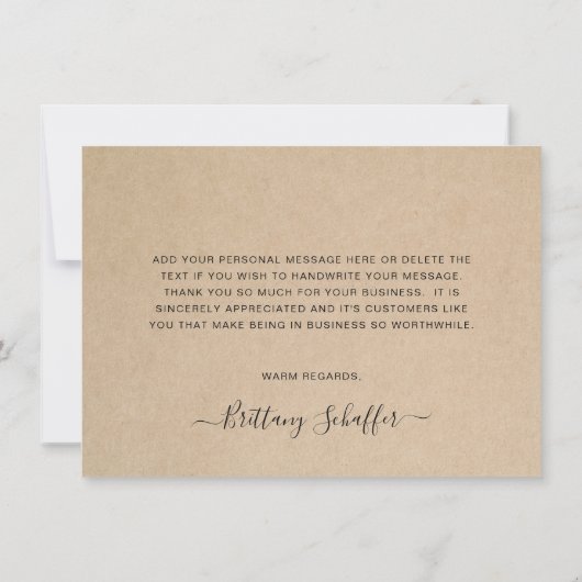 Eenvoudig elegant Professional Business Rustic Bedankkaart (Achterkant)