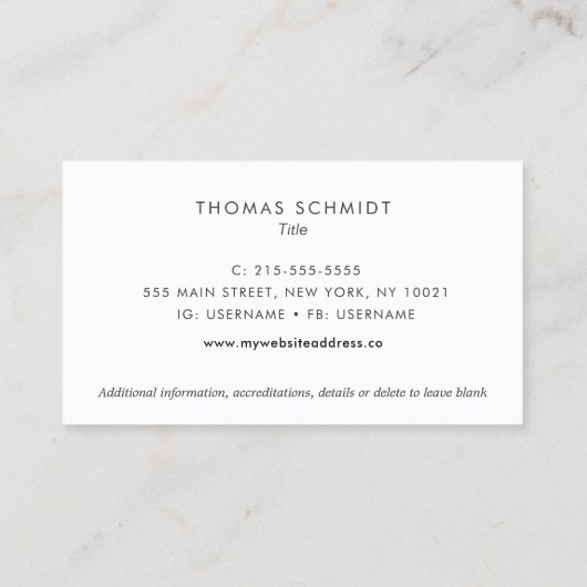 Eenvoudig Elegant Professioneel Cream Visitekaartj Visitekaartje (Achterkant)