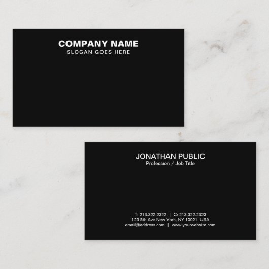 Eenvoudig Elegant Professioneel Modern Zwart Visitekaartje (Voorkant / Achterkant)