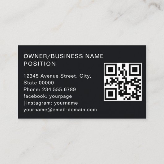 Eenvoudig Elegant Professioneel Zwart Visitekaartj Visitekaartje (Achterkant)