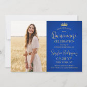 Eenvoudig Elegant Quinceañera 2 Foto Royal Blue Go Save The Date (Achterkant)