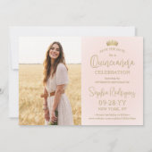 Eenvoudig Elegant Quinceañera 2 Photo Blush en Gou Save The Date (Achterkant)