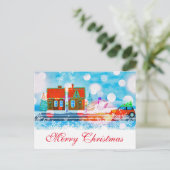 Eenvoudig Elegant Red Decor Snow Merry kerst Feestdagenkaart (Staand voorkant)