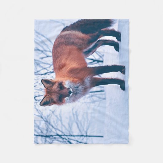 Eenvoudig Elegant Red Fox-kunstwerk | Fleece Blank Deken (Voorkant)
