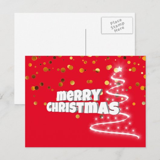 Eenvoudig Elegant Red Gold kerst Feestdagenkaart (Voorkant / Achterkant)