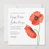 Eenvoudig Elegant Red Poppy Floral Stylish Script Kaart (Voorkant)