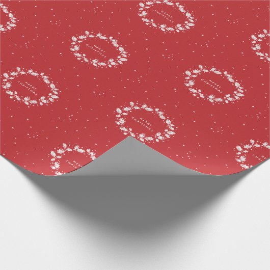 Eenvoudig Elegant Red + White Kerstmis Holly Wreat Cadeaupapier (Hoek)