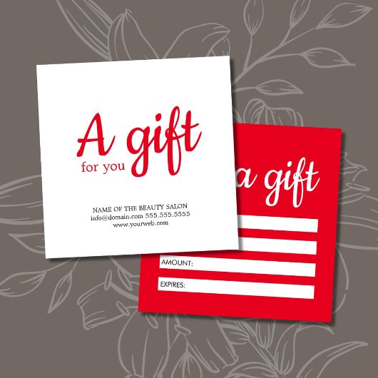 Eenvoudig Elegant Red White Salon Vierkante Visitekaartjes