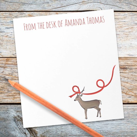 Eenvoudig Elegant Reindeer Ribbon Moderne Kerstmis Notitieblok