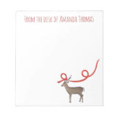 Eenvoudig Elegant Reindeer Ribbon Moderne Kerstmis Notitieblok (Voorkant)