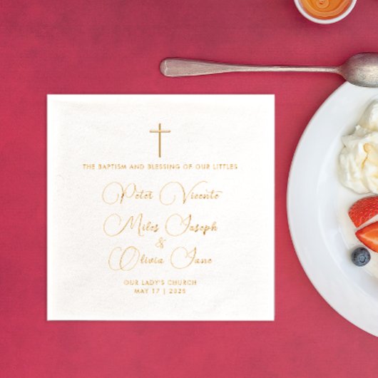 Eenvoudig Elegant Religieus Geloof Drieling Doop Folie Servetten