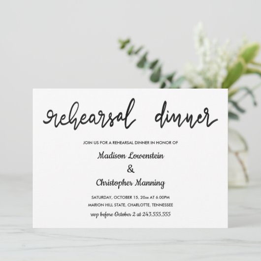 Eenvoudig Elegant repetitief, handgeschreven scrip Kaart (Staand voorkant)