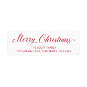 Eenvoudig Elegant Rode Script Moderne Kerstmis Etiket (Voorkant)