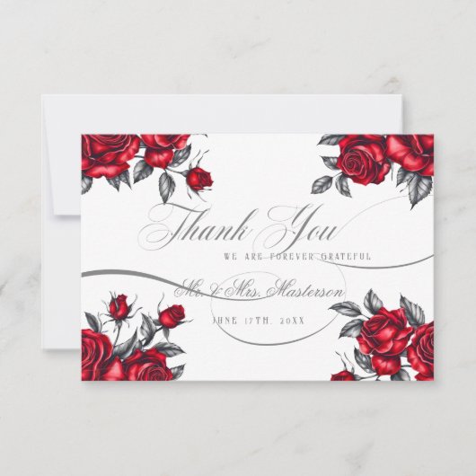 Eenvoudig Elegant Romantisch Roos Bloemenbruiloft Bedankkaart (Voorkant)