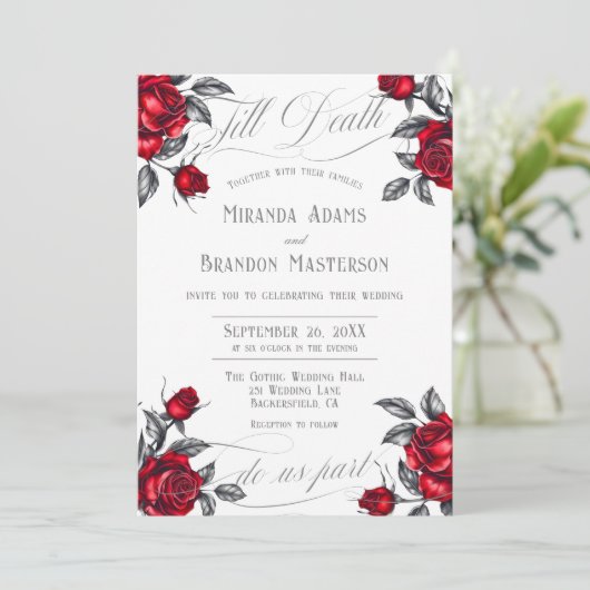 Eenvoudig Elegant Romantisch Roos Bloemenbruiloft Kaart (Staand voorkant)