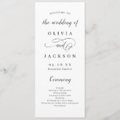 Eenvoudig elegant romantisch script bruiloft programmakaart (Voorkant)