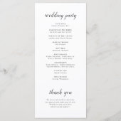 Eenvoudig elegant romantisch script bruiloft programmakaart (Achterkant)