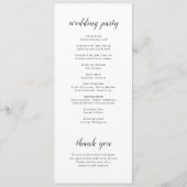 Eenvoudig elegant romantisch script bruiloft programmakaart (Achterkant)