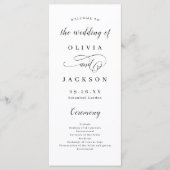 Eenvoudig elegant romantisch script bruiloft programmakaart (Voorkant)