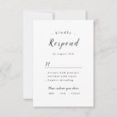 Eenvoudig elegant romantisch script bruiloft RSVP kaartje (Voorkant)
