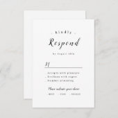 Eenvoudig elegant romantisch script bruiloft RSVP kaartje (Voorkant / Achterkant)
