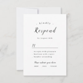 Eenvoudig elegant romantisch script bruiloft RSVP kaartje