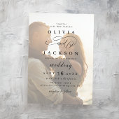 Eenvoudig elegant romantisch script foto bruiloft kaart