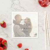 Eenvoudig elegant romantisch script foto bruiloft servet (Insitu)