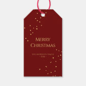Eenvoudig Elegant Rood & Goud Confetti Vrolijk Ker Cadeaulabel (Voorkant)