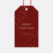 Eenvoudig Elegant Rood & Goud Confetti Vrolijk Ker Cadeaulabel (Achterkant)