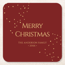 Eenvoudig Elegant Rood & Goud Confetti Vrolijk Ker Kartonnen Onderzetters