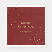 Eenvoudig Elegant Rood & Goud Confetti Vrolijk Ker Servet (Voorkant)