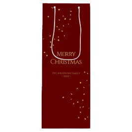Eenvoudig Elegant Rood & Goud Confetti Vrolijk Ker Wijn Cadeautas
