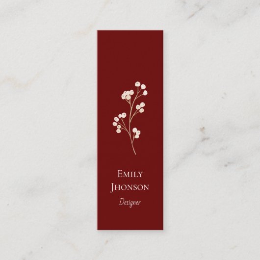 Eenvoudig Elegant Rood Mini Visitekaartje (Voorkant)