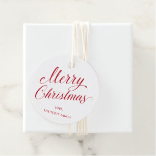 Eenvoudig Elegant Rood Script Modern Christmas Bedankjes Labels
