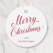 Eenvoudig Elegant Rood Script Modern Christmas Bedankjes Labels (Voorkant)