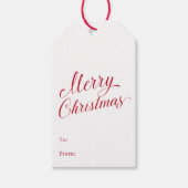 Eenvoudig Elegant Rood Script Modern Christmas Cadeaulabel (Voorkant)