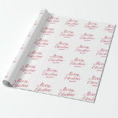 Eenvoudig Elegant Rood Script Modern Christmas Cadeaupapier (Uitgerold)